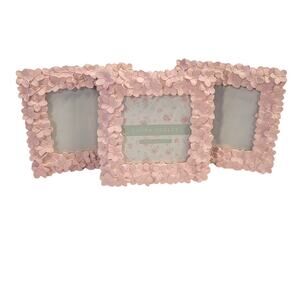 Laura Ashley Pink Picture Frames (3) Textured Resin Floral 4 X 4 Baby Shower